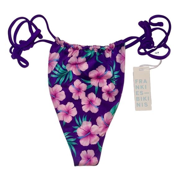 Frankies Bikinis Harlow Shine Halter Top & Tia Satin Bottom Purple Hibiscus LRG - Picture 10 of 14